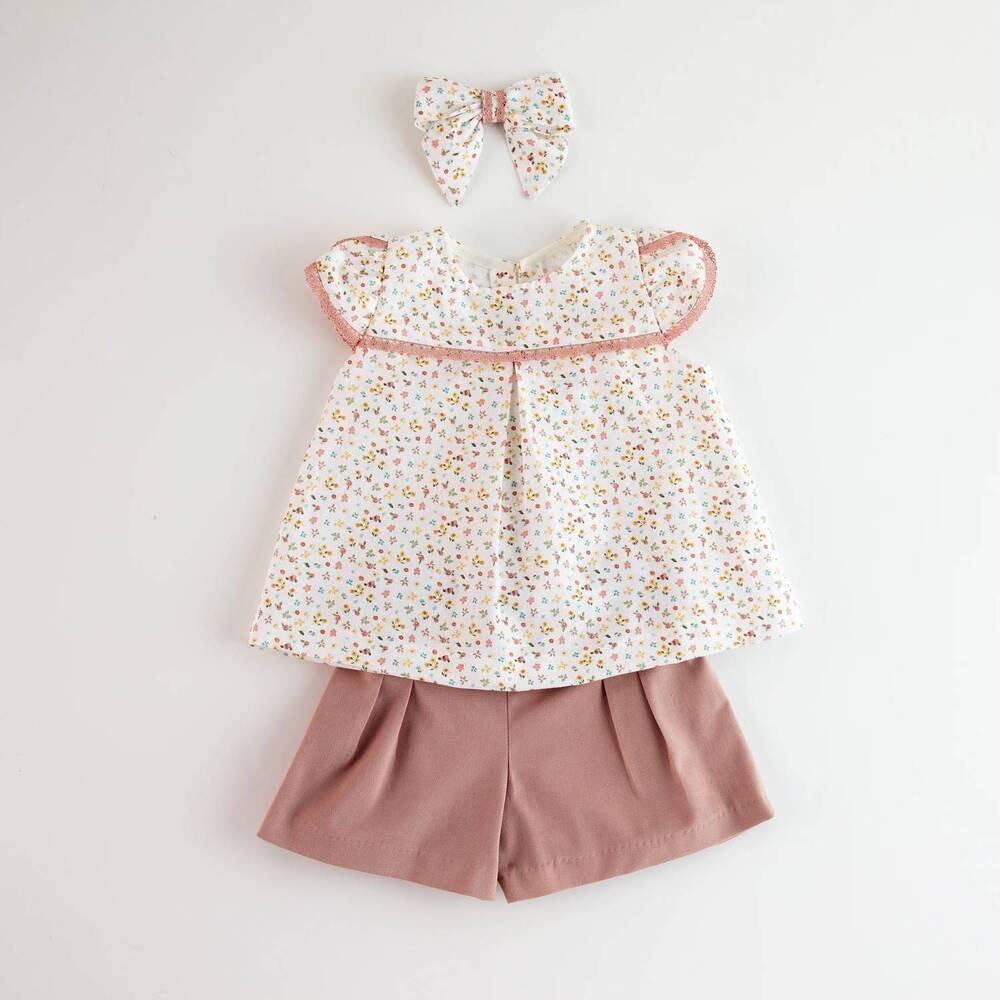 NEW BELAN.J girl's cherie shorts set in pink